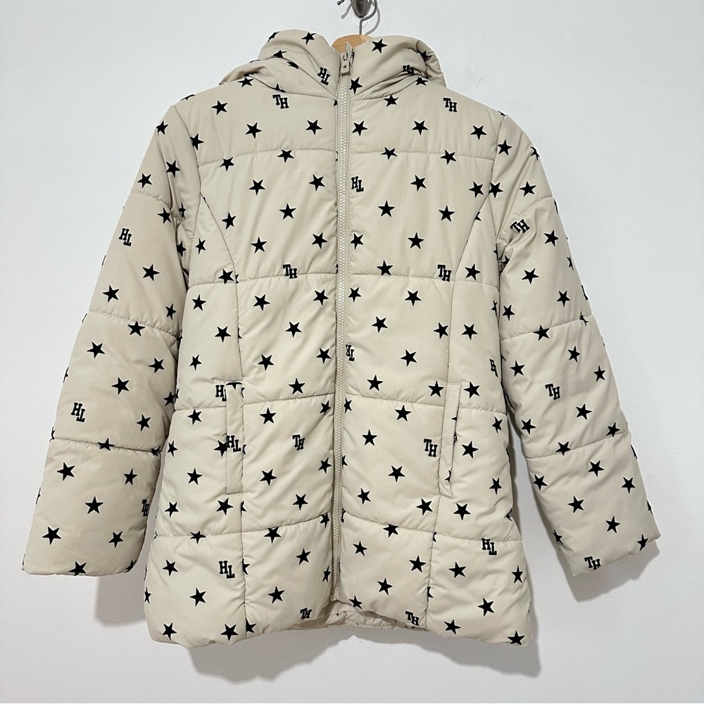Tommy Hilfiger Puffer Jacket Stars Beige Girls L 12-14